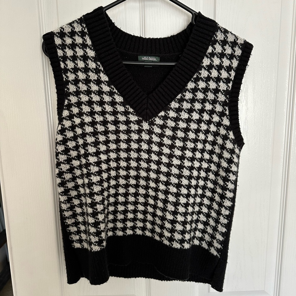 Black & White checkered sweater vest
